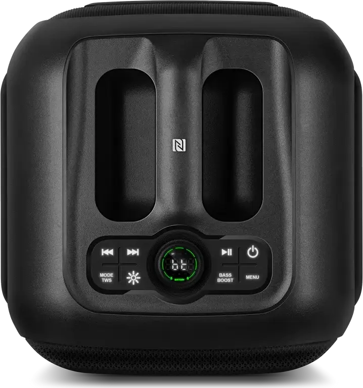 SVEN PS-880 Box Portabil Bluetooth, 110W RMS, Baterie 4500mAh, TWS, Matrice Luminoase RGB, Radio FM, Karaoke cu 2 Intrevari Microfon, USB-C PD, Negru