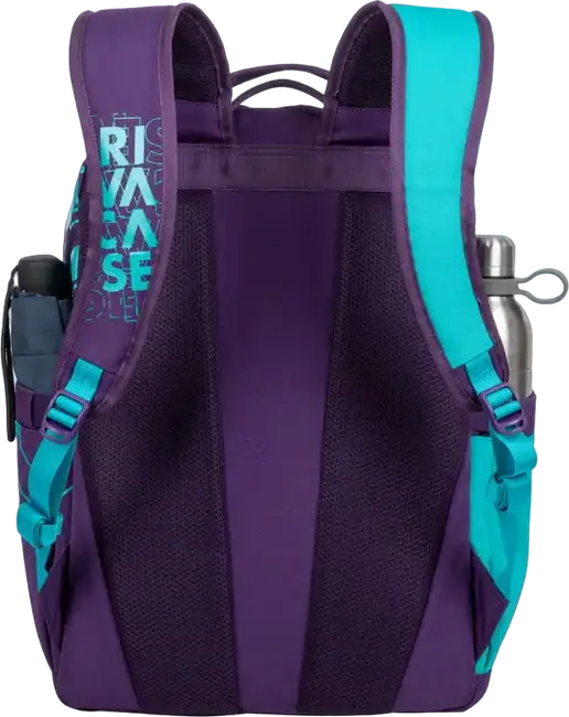RivaCase Heide 5430 Daily Laptop Backpack for 15.6 inch Laptops, 30L Capacity, Water Resistant Polyester, 2 Compartments, Unisex, Violet/Aquamarine