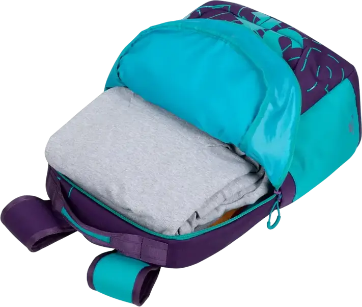 RivaCase Heide 5430 Daily Laptop Backpack for 15.6 inch Laptops, 30L Capacity, Water Resistant Polyester, 2 Compartments, Unisex, Violet/Aquamarine