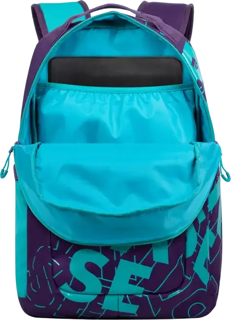 RivaCase Heide 5430 Daily Laptop Backpack for 15.6 inch Laptops, 30L Capacity, Water Resistant Polyester, 2 Compartments, Unisex, Violet/Aquamarine