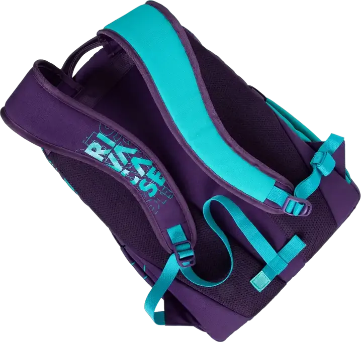 RivaCase Heide 5430 Daily Laptop Backpack for 15.6 inch Laptops, 30L Capacity, Water Resistant Polyester, 2 Compartments, Unisex, Violet/Aquamarine