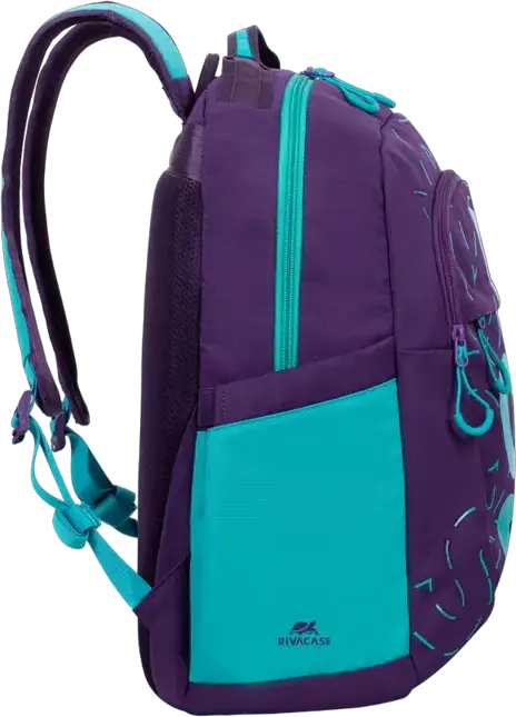 RivaCase Heide 5430 Daily Laptop Backpack for 15.6 inch Laptops, 30L Capacity, Water Resistant Polyester, 2 Compartments, Unisex, Violet/Aquamarine