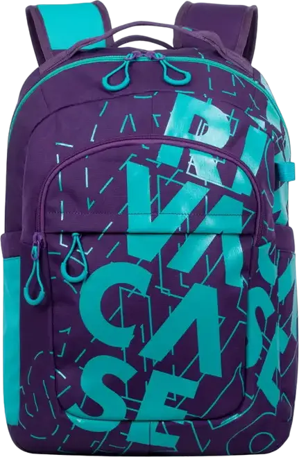 Rucsac zilnic RivaCase Heide, 15.6", Poliester, Violet/Acvamarin