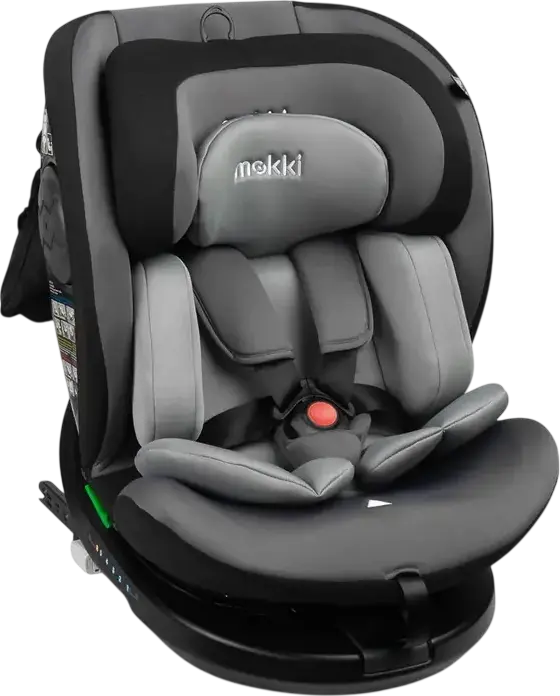 Caretero Mokki i-Size 360 Rotating Car Seat, Grey, ECE R129/02, ISOFIX & TopTether, 0-36 kg, 40-150 cm, 5-Point Harness, 7-Step Headrest, 0+/1/2/3 Groups
