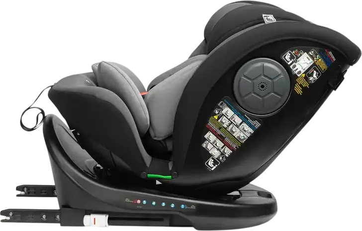 Caretero Mokki i-Size 360 Rotating Car Seat, Grey, ECE R129/02, ISOFIX & TopTether, 0-36 kg, 40-150 cm, 5-Point Harness, 7-Step Headrest, 0+/1/2/3 Groups
