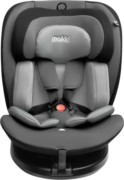 Caretero Mokki i-Size 360 Rotating Car Seat, Grey, ECE R129/02, ISOFIX & TopTether, 0-36 kg, 40-150 cm, 5-Point Harness, 7-Step Headrest, 0+/1/2/3 Groups