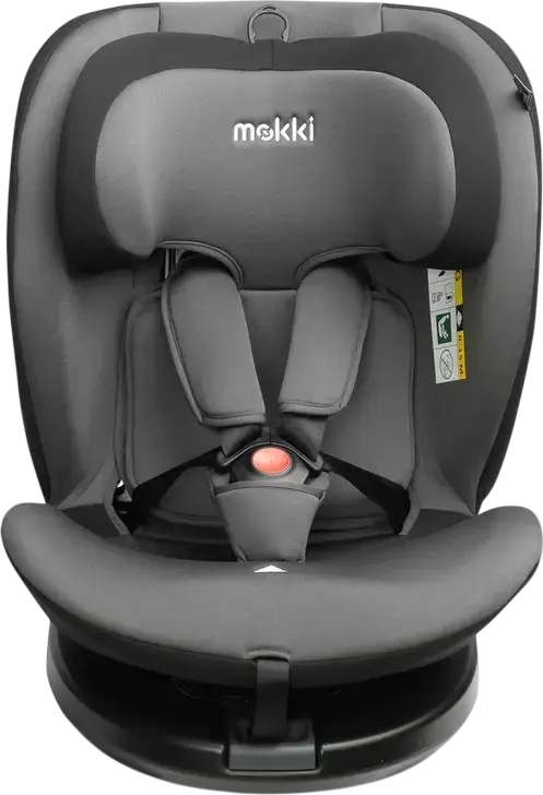 Caretero Mokki i-Size 360 Rotating Car Seat, Grey, ECE R129/02, ISOFIX & TopTether, 0-36 kg, 40-150 cm, 5-Point Harness, 7-Step Headrest, 0+/1/2/3 Groups