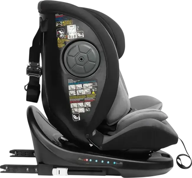 Caretero Mokki i-Size 360 Rotating Car Seat, Grey, ECE R129/02, ISOFIX & TopTether, 0-36 kg, 40-150 cm, 5-Point Harness, 7-Step Headrest, 0+/1/2/3 Groups