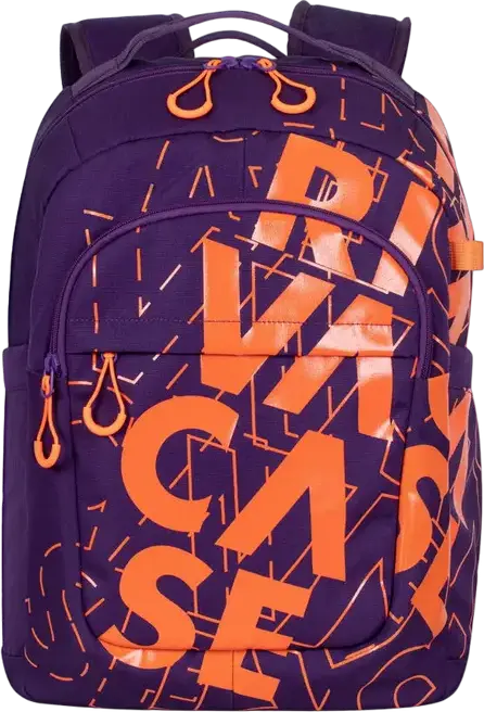Rucsac zilnic RivaCase Heide, 15.6", Poliester, Violet/Portocaliu