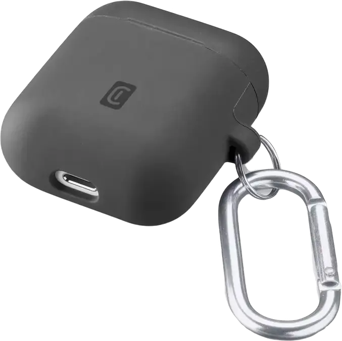 Cellularline Bounce Protective Case for AirPods 1 & 2, Soft Touch Silicone, Wireless Charging Compatible, with Attachment Hook, BOUNCEAIRPODSK