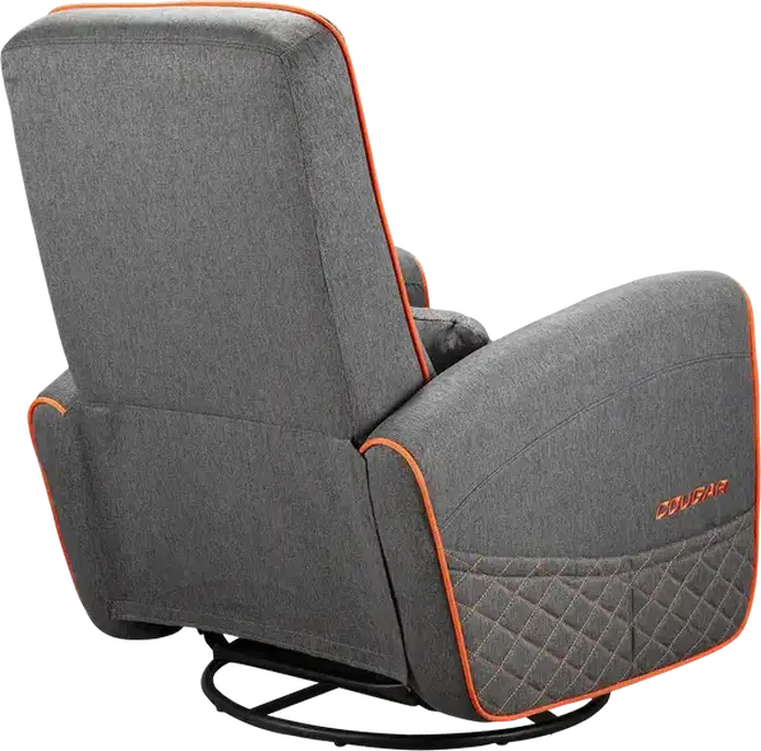 Cougar FIDOM Gaming Swivel Recliner Rocker Sofa, Grey | Orange, Trimotion System, Breathable Imitation Linen, Foldable Footrest, 150kg Capacity, 750x940x1030mm