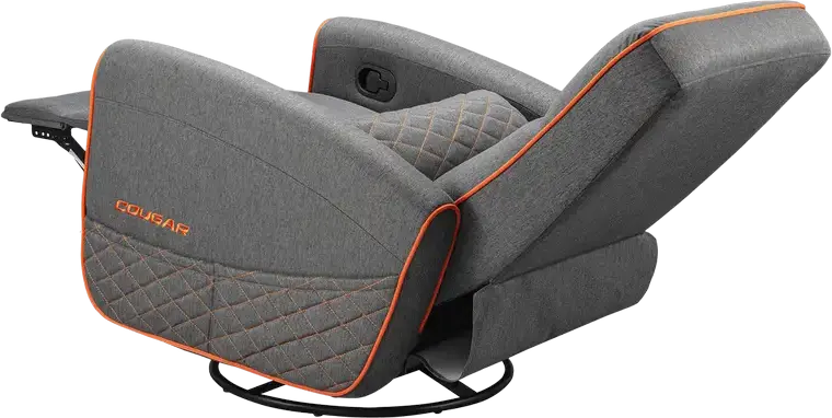Cougar FIDOM Gaming Swivel Recliner Rocker Sofa, Grey | Orange, Trimotion System, Breathable Imitation Linen, Foldable Footrest, 150kg Capacity, 750x940x1030mm