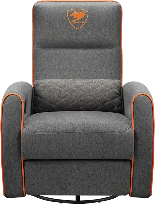 Cougar FIDOM Gaming Swivel Recliner Rocker Sofa, Grey | Orange, Trimotion System, Breathable Imitation Linen, Foldable Footrest, 150kg Capacity, 750x940x1030mm