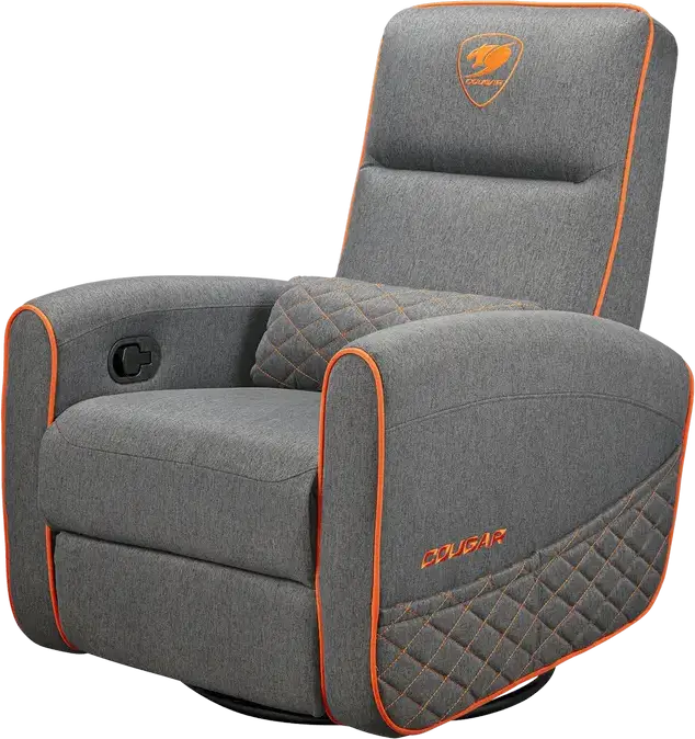 Cougar FIDOM Gaming Swivel Recliner Rocker Sofa, Grey | Orange, Trimotion System, Breathable Imitation Linen, Foldable Footrest, 150kg Capacity, 750x940x1030mm