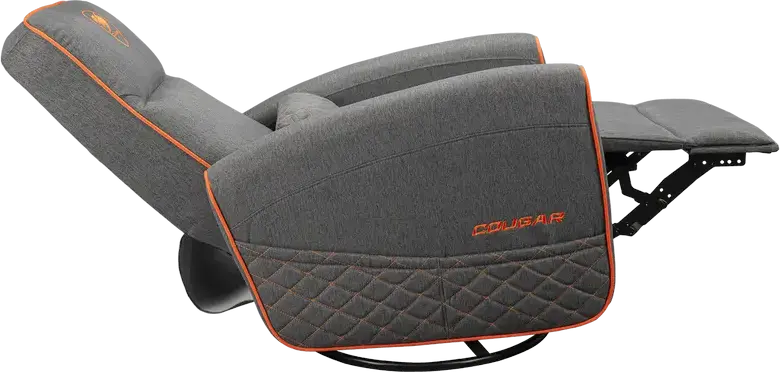 Cougar FIDOM Gaming Swivel Recliner Rocker Sofa, Grey | Orange, Trimotion System, Breathable Imitation Linen, Foldable Footrest, 150kg Capacity, 750x940x1030mm