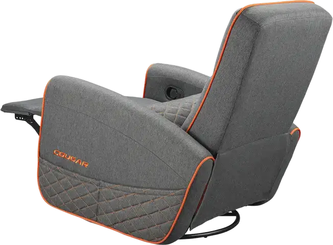 Cougar FIDOM Gaming Swivel Recliner Rocker Sofa, Grey | Orange, Trimotion System, Breathable Imitation Linen, Foldable Footrest, 150kg Capacity, 750x940x1030mm
