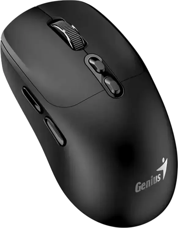 Genius NX-8080S BT Wireless Mouse, Black, Dual Mode Bluetooth 5.3 & 2.4GHz, 1600 DPI Optical Sensor, 7 Buttons with AI Copilot Key, Silent Click, Ambidextrous
