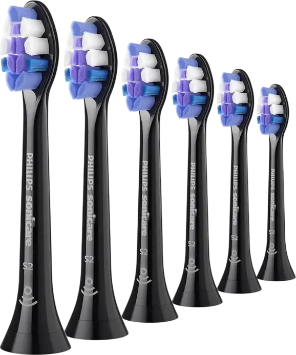 Philips Sonicare HX6056/88 Replacement Toothbrush Heads, Extra-Soft Sensitive Bristles, Fluid Action Plaque Removal for Adults, Black