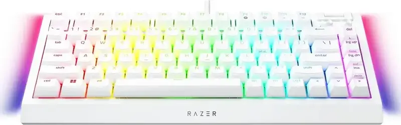 Razer BlackWidow V4 75% Mechanical Gaming Keyboard, White Tactile Gen-3 Switches, Hot-swappable, RGB Chroma, 8000Hz Polling, Aluminum Top Case, White