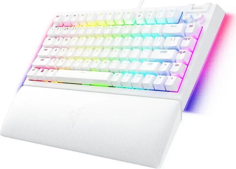 Razer BlackWidow V4 75% Mechanical Gaming Keyboard, White Tactile Gen-3 Switches, Hot-swappable, RGB Chroma, 8000Hz Polling, Aluminum Top Case, White