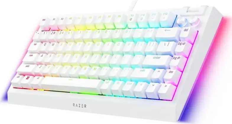 Razer BlackWidow V4 75% Mechanical Gaming Keyboard, White Tactile Gen-3 Switches, Hot-swappable, RGB Chroma, 8000Hz Polling, Aluminum Top Case, White