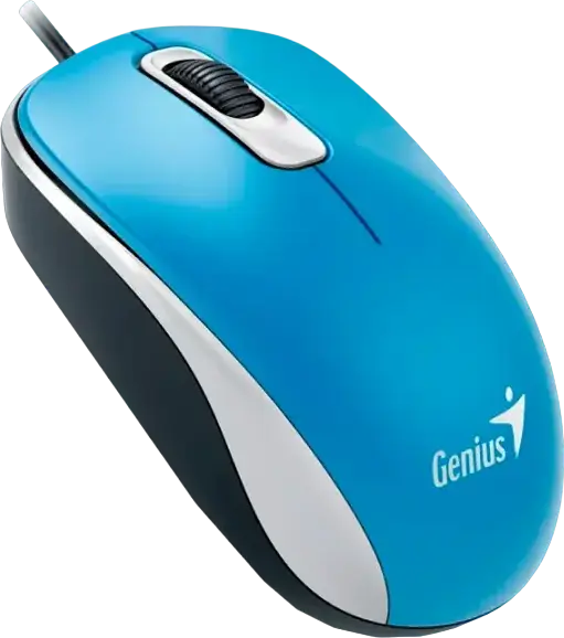 Genius DX-110 Wired Optical Mouse, Blue, 1200 DPI, 3 Buttons, Ambidextrous Design, USB Interface, 1.5m Cable, Compatible with Windows and macOS