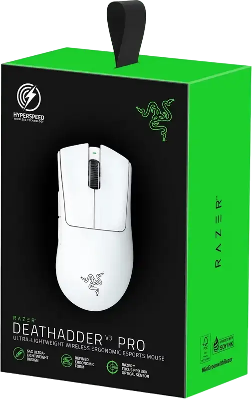 Беспроводная игровая мышь Razer DeathAdder V3 Pro, оптический сенсор Focus Pro 30K, 30 000 DPI, переключатели Gen-3, HyperSpeed Wireless, Белый, RZ01-04630200-R3G1