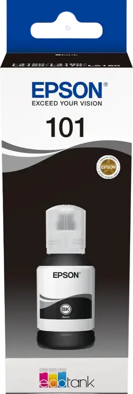 Чернила Epson 101 EcoTank Черный Пигментные C13T03V14A, 127мл для принтеров L4150 L4160 L6160 L6170 L6190 L14150, ресурс 7500 страниц