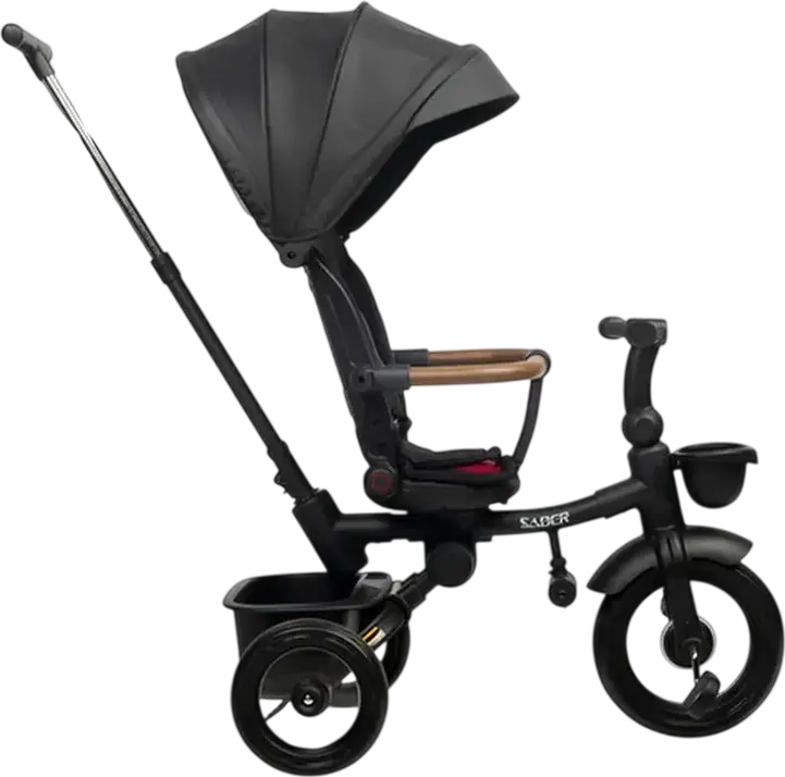 Toyz Saber Multifunctional Foldable Tricycle for Kids 3+, Metal Frame, 3-Point Safety Belt, Reclining Backrest, Parent Handle, Sun Canopy, Max 25kg