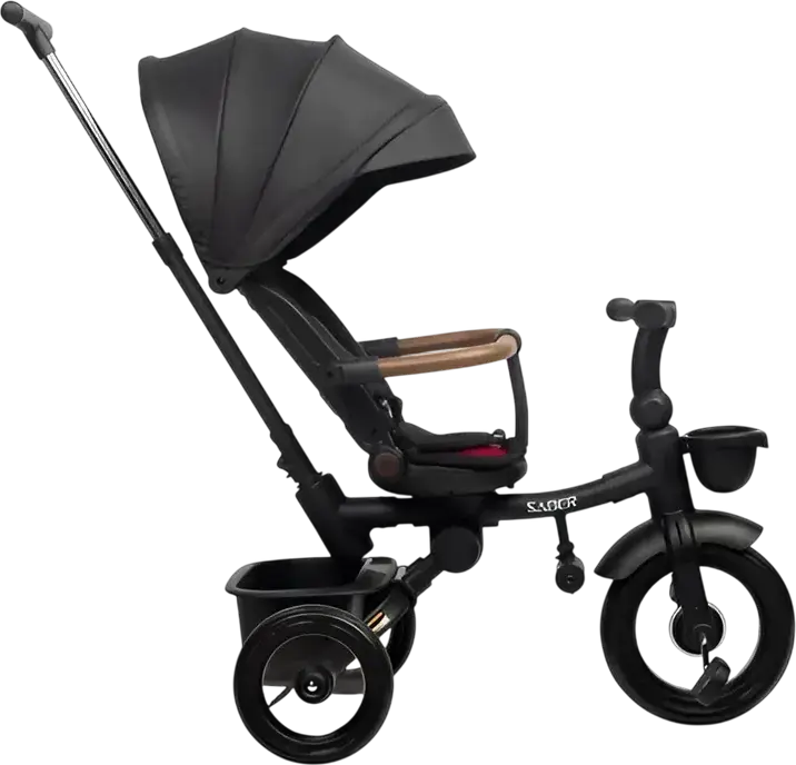 Toyz Saber Multifunctional Foldable Tricycle for Kids 3+, Metal Frame, 3-Point Safety Belt, Reclining Backrest, Parent Handle, Sun Canopy, Max 25kg