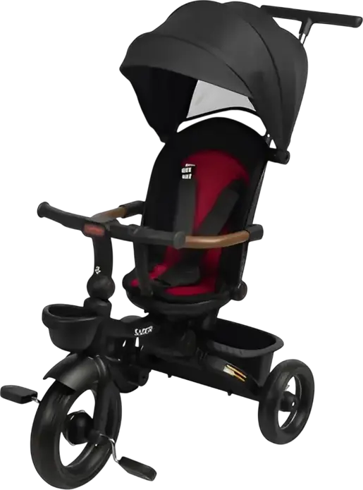 Toyz Saber Multifunctional Foldable Tricycle for Kids 3+, Metal Frame, 3-Point Safety Belt, Reclining Backrest, Parent Handle, Sun Canopy, Max 25kg