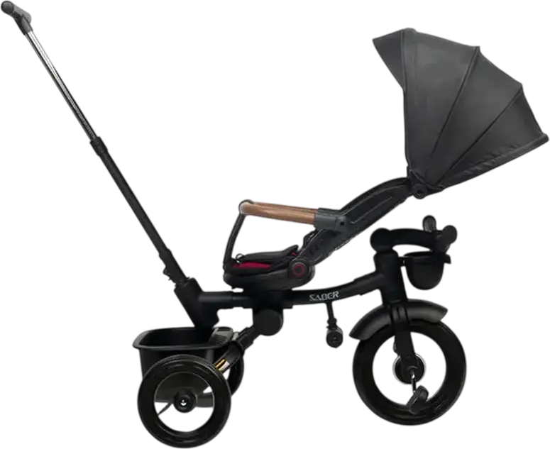 Toyz Saber Multifunctional Foldable Tricycle for Kids 3+, Metal Frame, 3-Point Safety Belt, Reclining Backrest, Parent Handle, Sun Canopy, Max 25kg