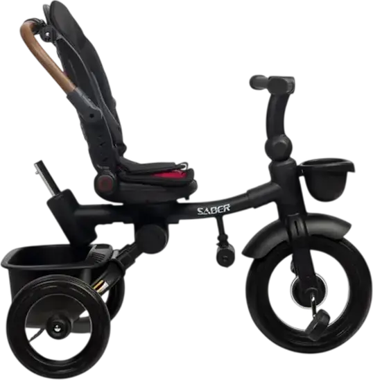 Toyz Saber Multifunctional Foldable Tricycle for Kids 3+, Metal Frame, 3-Point Safety Belt, Reclining Backrest, Parent Handle, Sun Canopy, Max 25kg