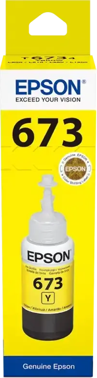 Epson T673 Yellow Dye-Based Refill Ink 70ml for L Series EcoTank Printers L800 L805 L810 L850 L1800, High Yield Photo Printing