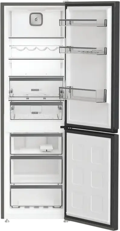 Холодильник Whirlpool WHK 26362 XBR4E, Dual No Frost, нижняя морозильная камера, общий объем 316 л, LED-дисплей, черный, класс энергопотребления E