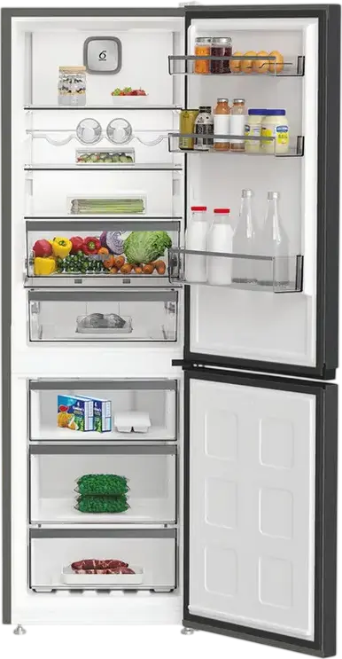 Холодильник Whirlpool WHK 26362 XBR4E, Dual No Frost, нижняя морозильная камера, общий объем 316 л, LED-дисплей, черный, класс энергопотребления E