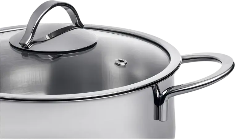 Ardesto AR0730S Black Mars Stainless Steel Pot 3L, 20cm Diameter, 18/10 Steel, Glass Lid with Steam Vent, Induction Compatible, Dishwasher Safe