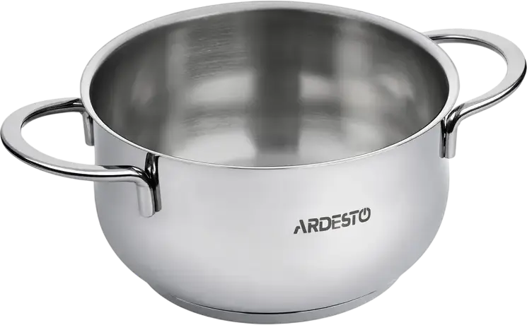 Ardesto AR0730S Black Mars Stainless Steel Pot 3L, 20cm Diameter, 18/10 Steel, Glass Lid with Steam Vent, Induction Compatible, Dishwasher Safe