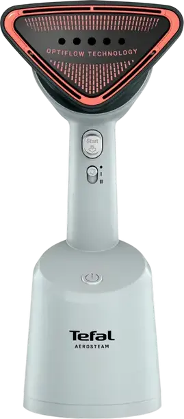 Tefal Aerosteam DT9814F0 Steamere de Calcat Vertical, 1400W, Flux Steam 20g/min, Presiune 5 Bar, Rezervor 100ml, Tehnologie Optiflow, cu Stație de Încărcare