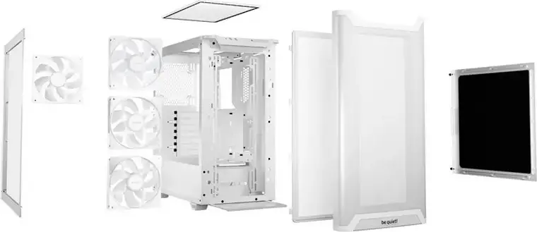 Carcasa be quiet! Pure Base 501 LX Midi-Tower, Alb, ATX/M-ATX/Mini-ITX, 4 Ventilatoare Light Wings LX PWM, Panou Sticla Temperata, Suport GPU Vertical