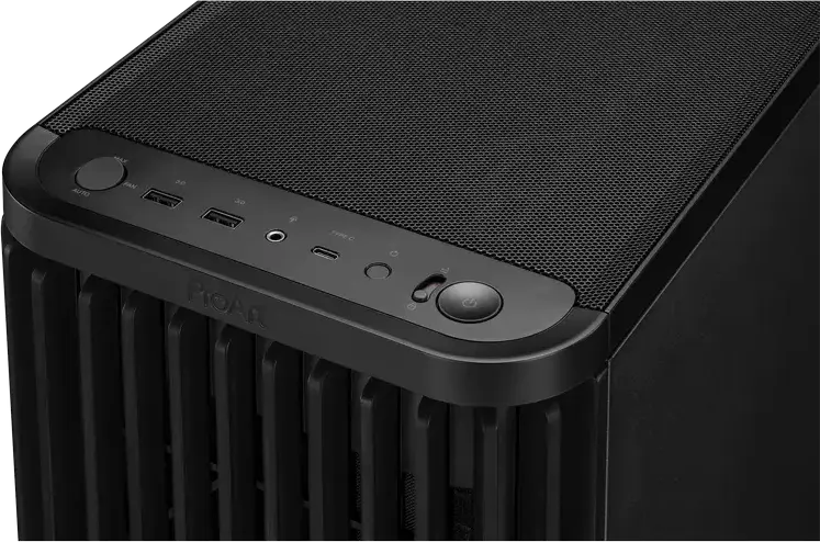 Carcasa Midi-Tower ASUS ProArt PA401 Wood Edition, Panou frontal lemn de Frasin FSC, Sticla Temperata, ATX/mATX/ITX, 3 Ventilatoare, USB-C 20Gbps, Negru