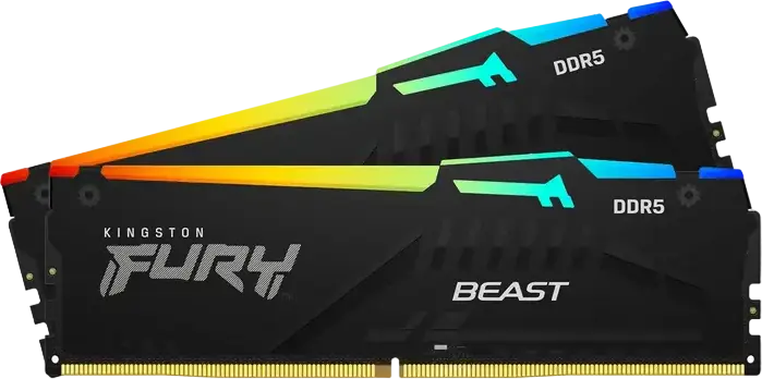 Kingston FURY Beast RGB 64GB (2x32GB) DDR5 5600MHz PC5-44800 CL36 Kit Memorie RAM KF556C36BBEAK2-64, Intel XMP 3.0, AMD EXPO, Dual-Rank, Radiator Negru