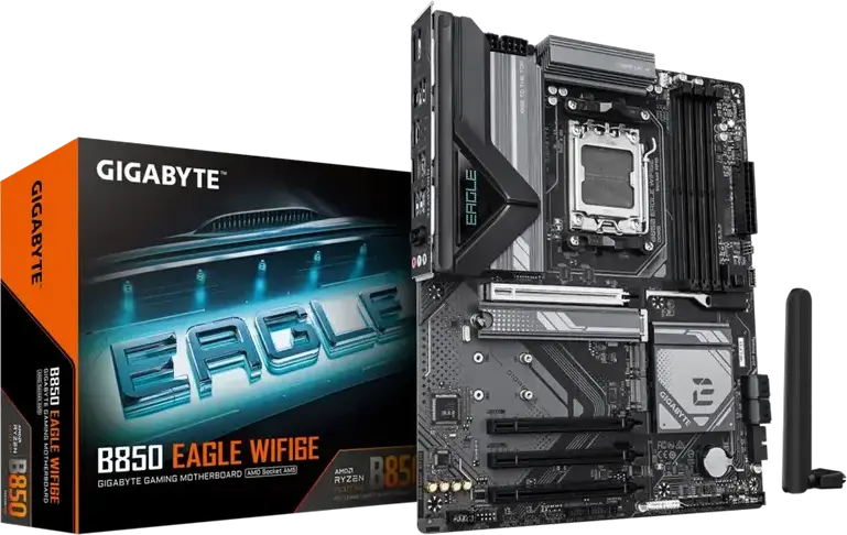 Материнская плата Gigabyte B850 EAGLE WIFI6E AM5 AMD B850 ATX DDR5 8200МГц OC 256ГБ RAM PCIe Gen5 M.2 Wi-Fi 6E Bluetooth 5.3 для Ryzen 7000 8000 9000