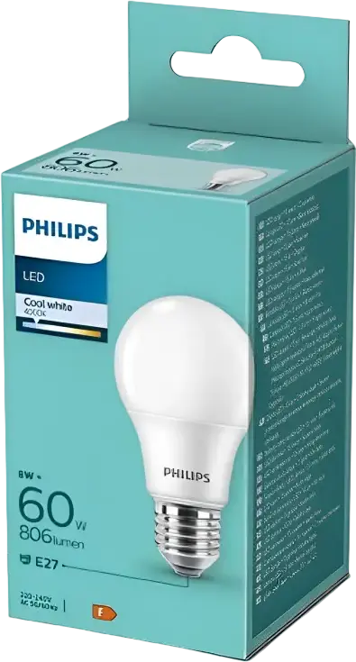 Philips FR ND 1PF/6 LED Bulb E27 8W 806lm Cool White 4000K A-shape Standard Lamp 230V 60W Equivalent