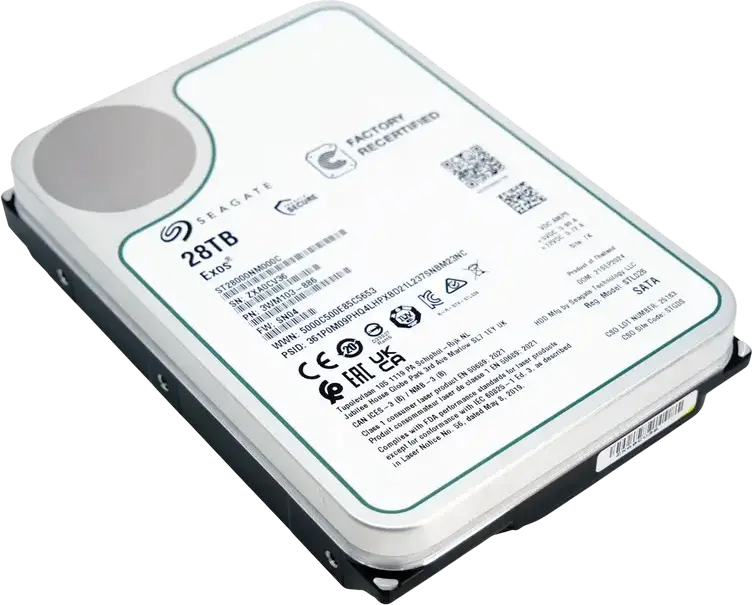 Seagate Exos ST28000NM000C 28TB 3.5-inch SATA-3 (6 Gb/s) 7200 RPM 512MB Cache Enterprise Hard Drive - Factory Recertified