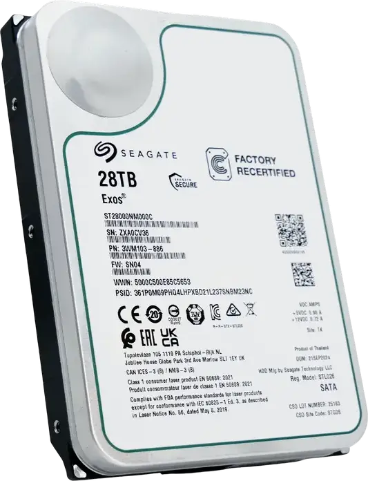 Seagate Exos ST28000NM000C 28TB 3.5-inch SATA-3 (6 Gb/s) 7200 RPM 512MB Cache Enterprise Hard Drive - Factory Recertified