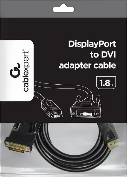 Cablu Adaptor Video Cablexpert CC-DPM-DVIM-6 DisplayPort la DVI-D, Male la Male, 24+1 pini, Full HD 1080p 60Hz, 1.8m, PVC Negru