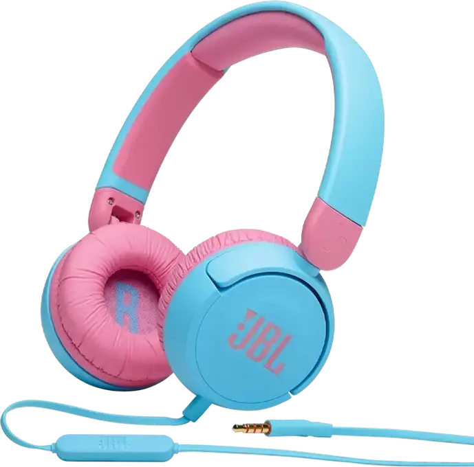 Casca JBL JR310 pentru Copii, On-Ear cu Fir, Limitare Volum 85dB Safe Sound, Microfon Integrat, Design Pliabil cu Banda Padded, Albastru Deschis