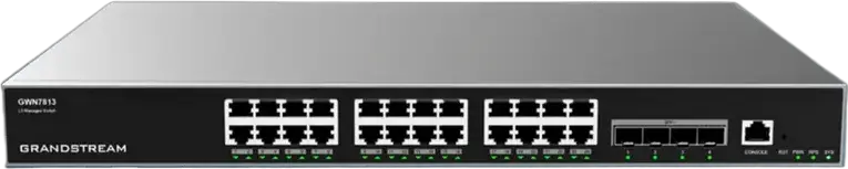 Grandstream GWN7813 Layer 3 Managed Network Switch, 24x Gigabit Ethernet Ports, 4x 10Gbps SFP+ Uplinks, GWN.Cloud Management, Rack-mountable