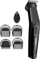 Мультитриммер 6-в-1 BaByliss MT725E, самозатачивающиеся лезвия из нержавеющей стали, длина стрижки 0.4-7 мм, моющиеся насадки, LED-индикатор, Цвет: черный
